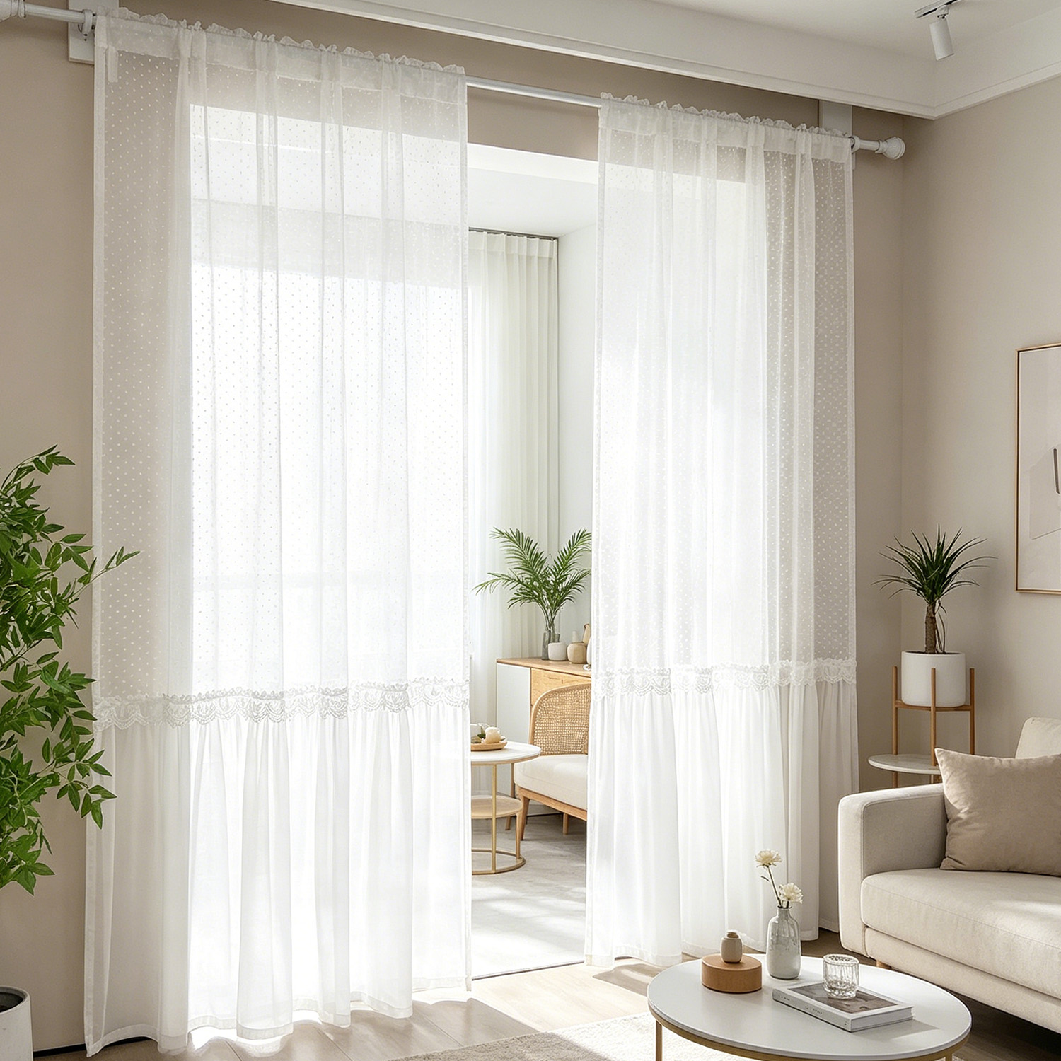 Home Textiles France - ستارة فرنسية رومانسية شفافة مع نقاط