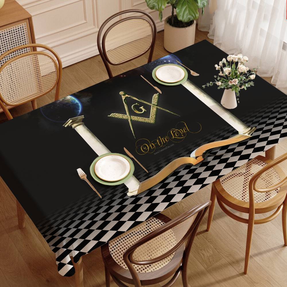 Home Textiles Today Logo - مفرش طاولة بشعار الماسونية، غطاء طاولة